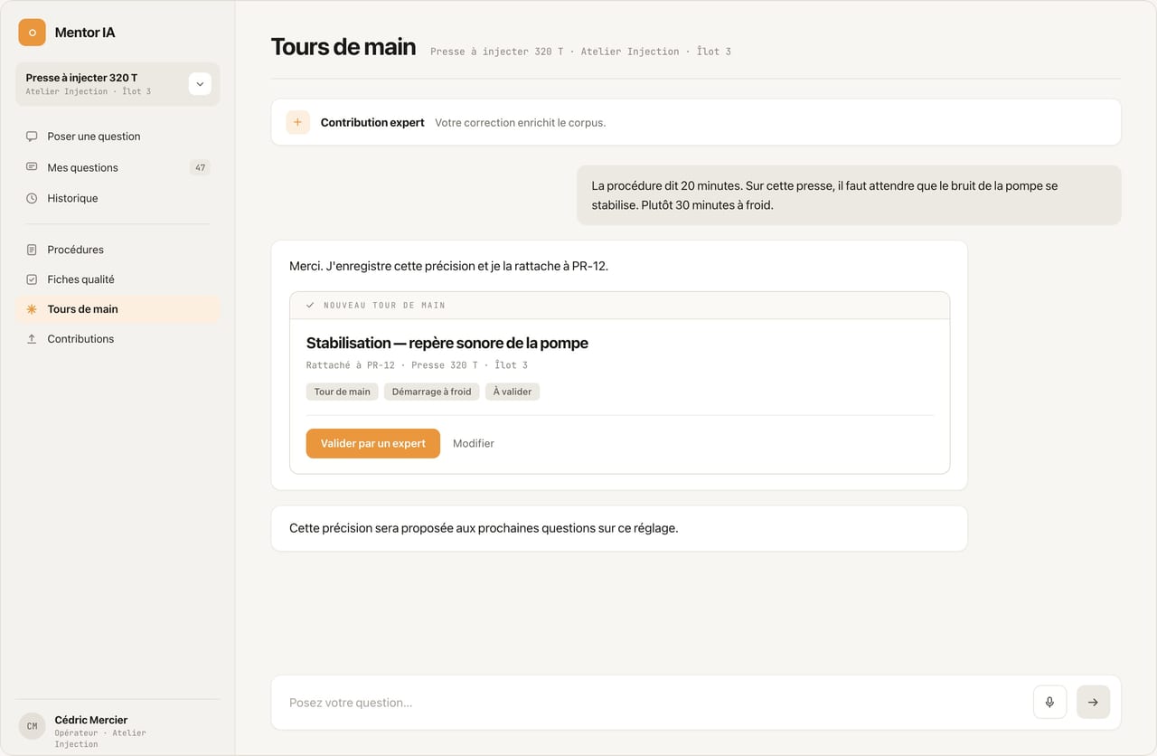 Un expert enrichit une réponse avec un tour de main